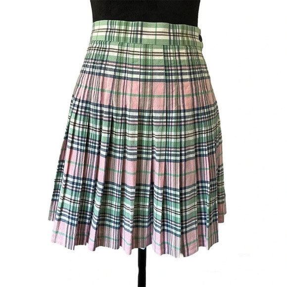 Brooks Brothers Pink Blue Green Plaid Pleated Mini Skirt Women’s Size 6 - Picture 2 of 7